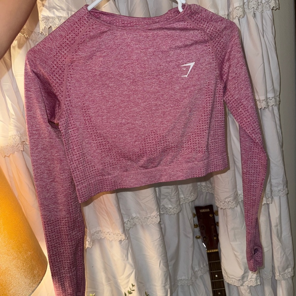 Gymshark Women's Pink Long Sleeve Crop Top